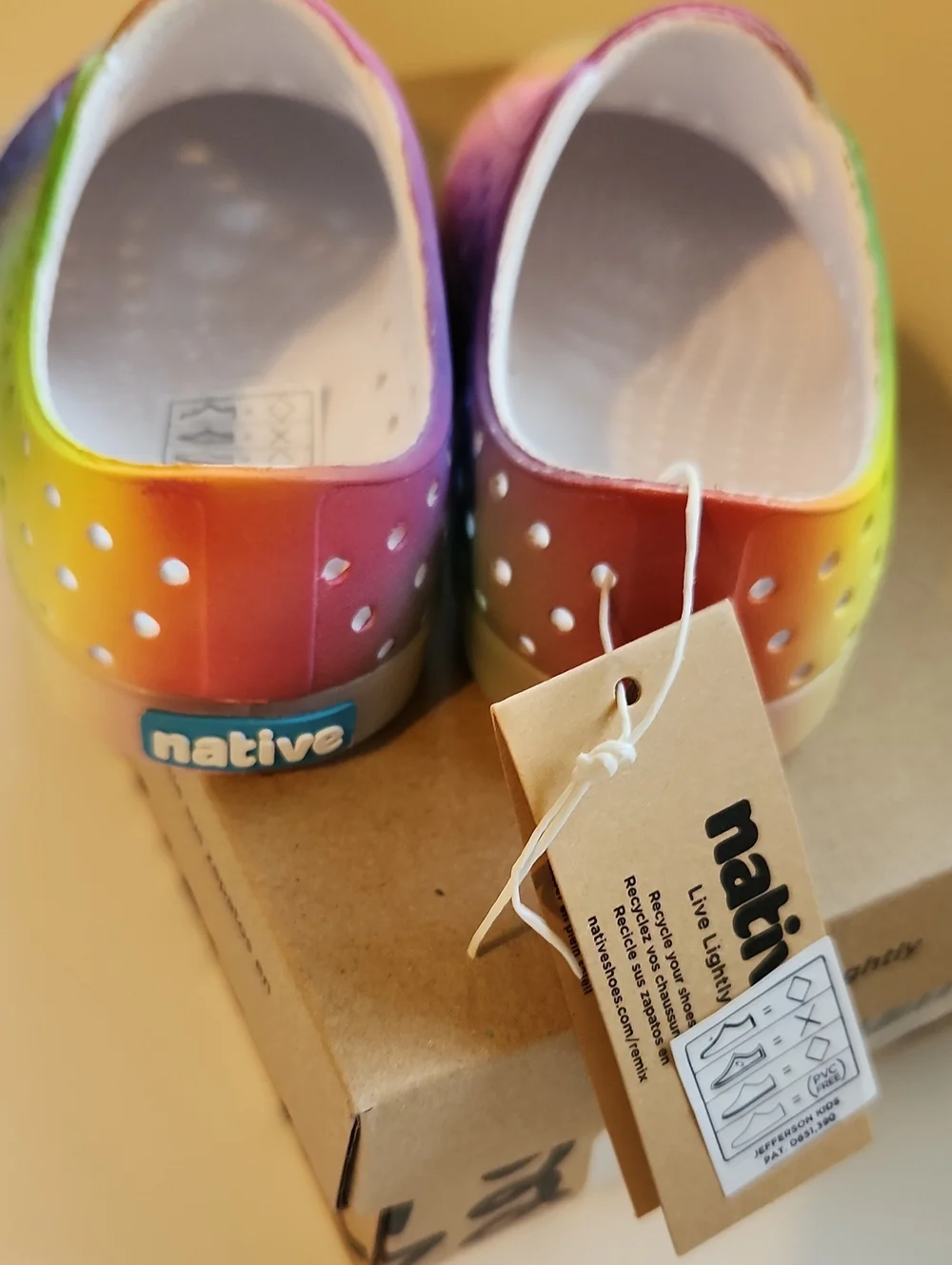 Native Kids Water Shoes - Rainbow Ombre Slip-On